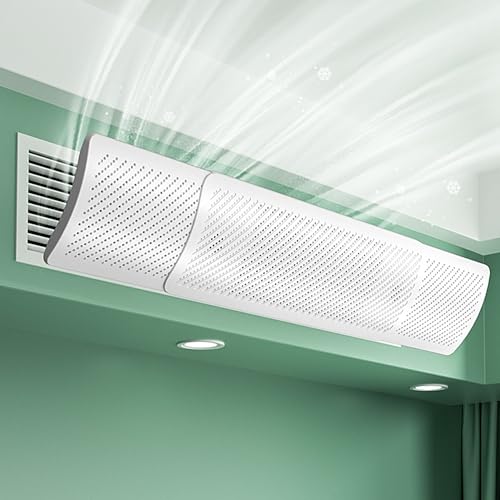 Adjustable Central AC Air Flow Deflector, Telescopic Air Conditioner Deflector, Side Outlet Air Wing Air Cooled Baffle Wind Direction Telescopic Windshield (58.5-95.5cm)