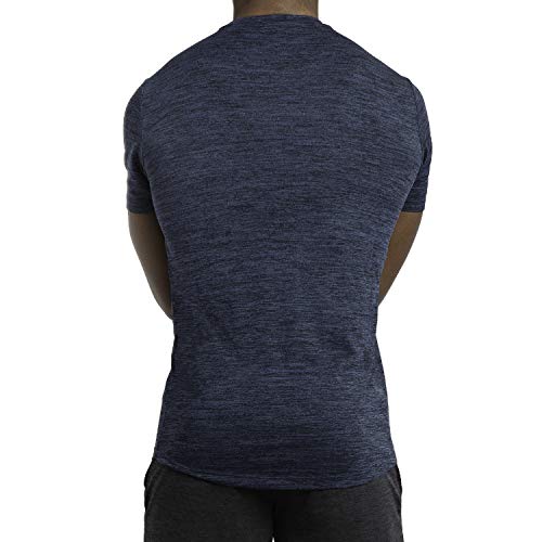 Alive Men's Tee Shirt Active Quick Dry Workout Short Sleeve Shirts Crew Neck (Estate Blue Heather, Large)