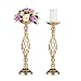 2 Pcs Versatile Metal Flower Arrangement & Candle Holder Stand Set for Wedding Party Dinner Centerpiece Event Restaurant Hotel Decoration (Gold, 2 x M)