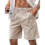 STICKON Men's Casual Summer Shorts With Zipper Pockets – Stretchy Khaki Shorts, Size Small