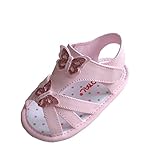 Kuner Baby Girls Pu Leather Rubber Sole Anti-Slip Summer Sandals First Walkers