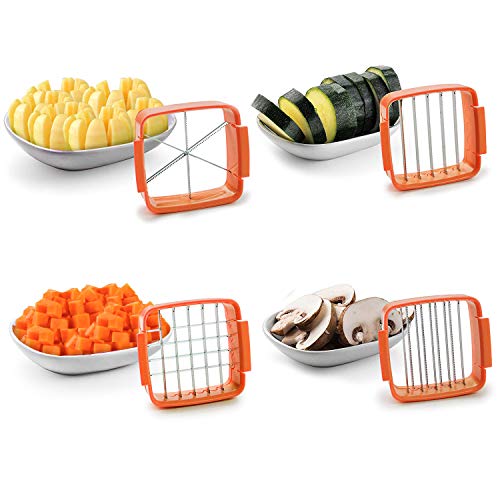 Vegetables Cutter, 5 In 1 Fruits Cutter Chopper Slicer Column Egg Cutter Crusher Perfect for Kitchen Cooking Xmas New Year Dinner Party (Orange)