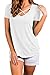 Offergood Women's Casual Loose Fit Lace Up Short Sleeve Tunic T Shirt