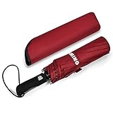 Punming Umbrella,Windproof Compact Travel Umbrella 60MPH/300T Auto Open Close Folding Umbrella by (Red)