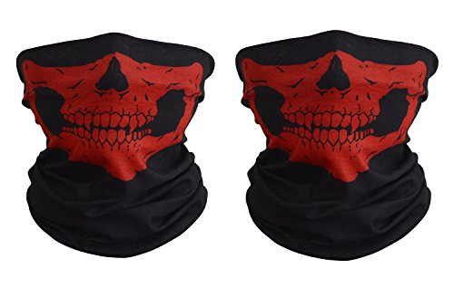 Meta-U 2Pcs/Pack Skull Print Multifunction Face Tube Masks with Wear Instruction