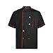 TopTie Short Sleeve Chef Jacket Kitchen Cook Coat Stripe Uniforms-Black-L