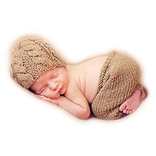 Fashion Unisex Newborn Boy Girl Baby Knitted Outfits Photography Props Hat Pants