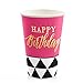 Big Dot of Happiness Chic Happy Birthday - Pink, Black with Gold Foil - Party Tableware Plates, Cups, Napkins - Bundle for 16