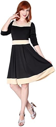EVANESE Women's Casual Two Tone Long Sleeve Knee Length A Line Day Dress