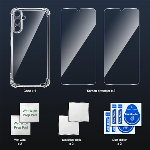 Tentoki for Samsung A16 Phone Case, Samsung Galaxy A16 case and 2 Screen Protector, Clear Soft TPU Cover, Shockproof Protective, Prevents Yellowing, Ultra-Slim, Transparent