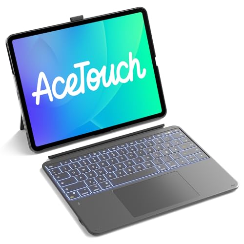 Inateck AceTouch Keyboard Case for iPad Air 13 Inch (2026/2025/2024, M4/M3/M2), Keyboard for iPad Pro 12.9 Inches, 6 Inch Large Trackpad, Removable, QWERTZ, 7 Colours Backlit, with Pen Holder, AceTouch