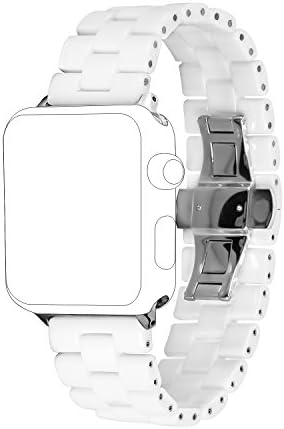 For Apple Watch Band , Topun Ceramic Watch Band Replacement Strap Bracelet For Apple Watch All Models (42mm White)