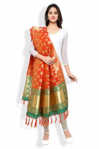 ravechi fab women's silk dupatta(rdp-02_orange_free size)