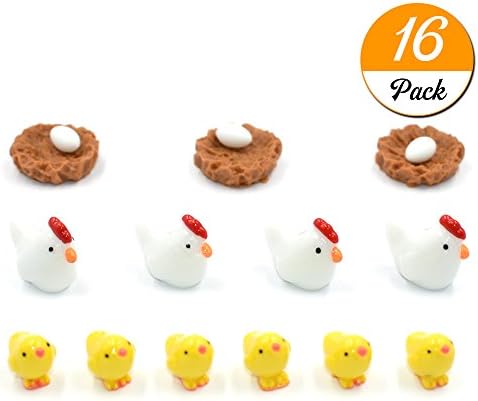 YEDREAM 16Pcs Miniature Garden Mini Animal Chicken and Eggs Ornament DIY Kits for Fairy Garden Bonsai Dollhouse Succulent Decor Home Decoration