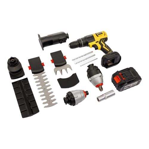 ToolMaster Taladro Inalámbrico Recargable Kit 6 en 1 Premium Titan Pro con 16 piezas Cabezales Intercambiables Taladro, Desarmador, Cortadora Incluye Caja De Herramientas