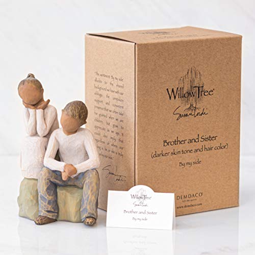 Willow Tree Brother and Sister (Darker Skin Tone & Hair Color), Sculpted HandPainted Figure