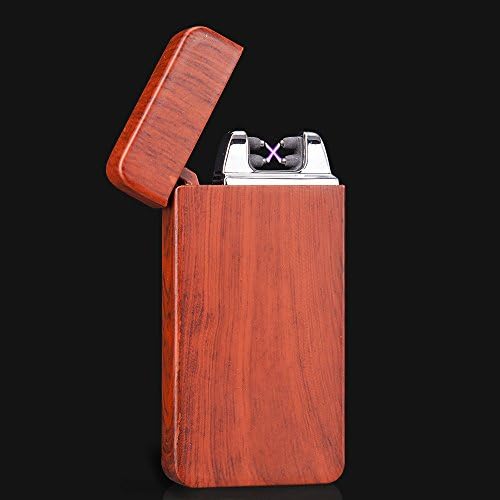 Hair Salon Marble Design USB Rechargeable Flameless Metal Windproof Electric Dual Arc Lighter - Red