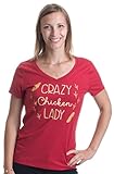 Crazy Chicken Lady | Cute Backyard Chicken Farmer Humor Ladies' V-neck T-shirt-(Vneck,L)