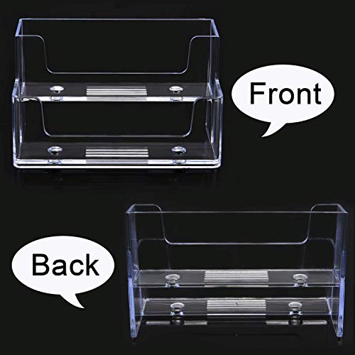 Vndeful 2 Pcs Clear Business Card Holder 2 Tiers Plastic Card Stand Organizer Card Holder Display for Home Office, 120 Cards Capacity