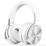 COWIN E7 PRO [Upgraded] Active Noise Cancelling Headphones Bluetooth Headphones with Microphone/Deep Bass Wireless Headphones Over Ear, 30 Hours Playtime for Travel/Work, White