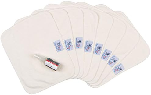 Soft Bamboo Cloths, Double Stitched, Sensitive Skin Friendly, Reusable Baby Cloth Wipes, 8 set, 10cm, with free 1 oz Natural Baby Wipe Spray- Wisely Made