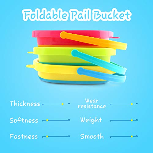 3 otters 3PCS Foldable Bucket, Foldable Pail Bucket Sand Buckets Silicone Collapsible Bucket, for Kids Beach Play Camping Gear Water and Food Jug, Dog Bowls, Camping, 2L