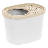 IRIS USA Top Entry Cat Litter Box, White/Beige