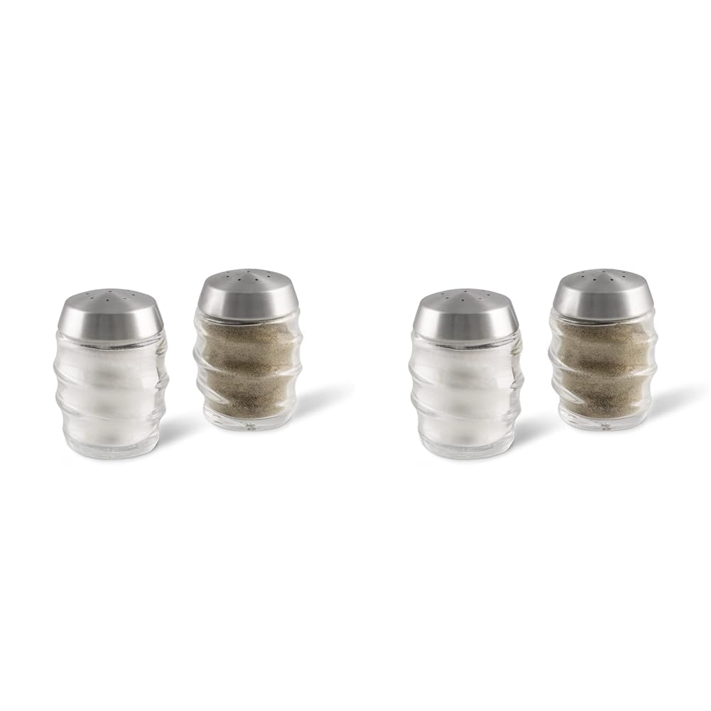 Cole & Mason H311810 Bray Salt and Pepper Shaker Set, Salt and Pepper Pots, Glass/Stainless Steel, 70 mm, Twin Salt and Pepper Set, Includes 2 x Salt and Pepper Shakers (Pack of 2)