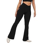 viehunt Womens Crossover Flare Leggings High Waisted Casual Cute Stretchy Full Length Workout Elegant Yoga Pants…