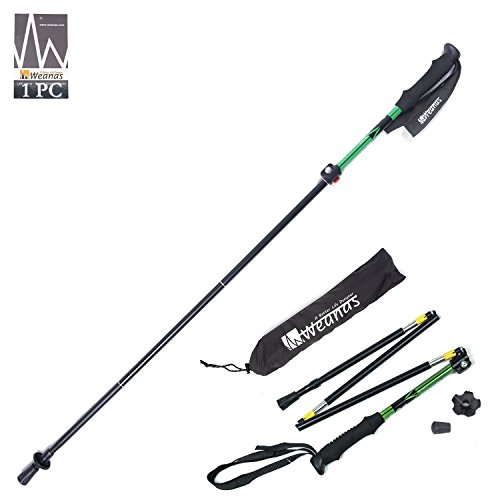 UPC 887898595449, Weanas 1pc Folding Collapsible Trekking Pole Climbing Stick with EVA Foam Handle, Ultralight Adjustable Alpenstocks, for Travel Hiking Climbing Backpacking Walking (Black&amp;Green)