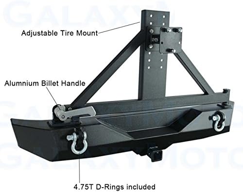 Green Mars Rear Bumper &amp; Tire Carrier with Two D-ring for Jeep Wrangler JK &amp; Unlimited 07+