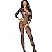 FAVOLOOK Sexy Crotchless Lingerie Bodystocking Black Stretch Exotic Lingerie Catsuit with Long Sleeve
