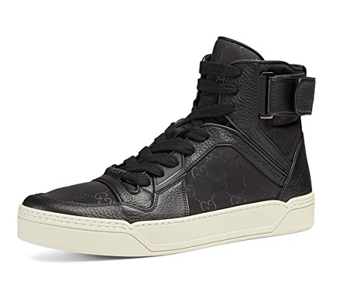 Gucci men s nylon guccissima high-top sneaker, black (n…