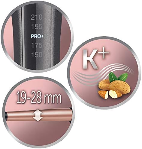 Lockenstab [kegelförmig 19-28mm] Keratin Protect (hochwertige Keramikbeschichtung mit & Mandelöl) -Digitales-Display bis 210°C, natürliche Locken, Spirallocken & Beach Waves, CI83V6