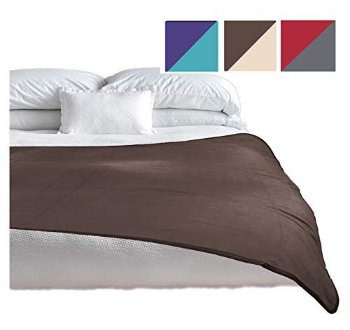 TOP Waterproof Blanket, Deluxe Bed and Furniture Protector for People and Pets, Reversible, Leak Proof Moisture Barrier, Soft Fleece (Brown Beige Reversible, Jumbo 80×60)
