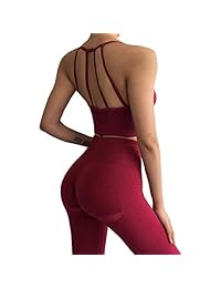 WODOWEI - Conjunto de 2 piezas para mujer con leggings y sujetador deportivo para yoga