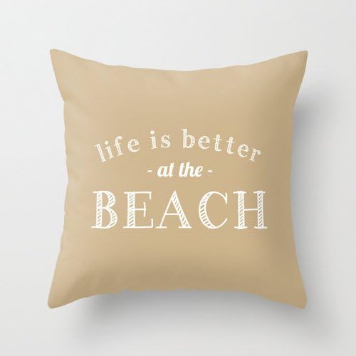 Life is Better At The Beach Quote Pillow Cover, beach house decor, sand beach, neutral pillow cover, beach pillow cover, lake pillow cover