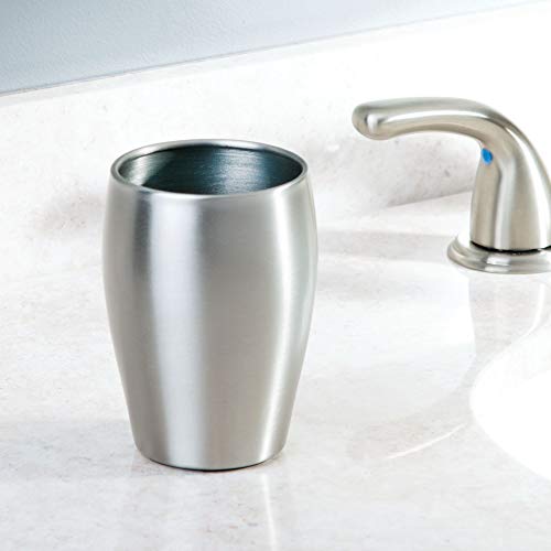 image for MetroDecor mDesign Stainless Steel Soap Dispenser Pump, Toothbrush Hol