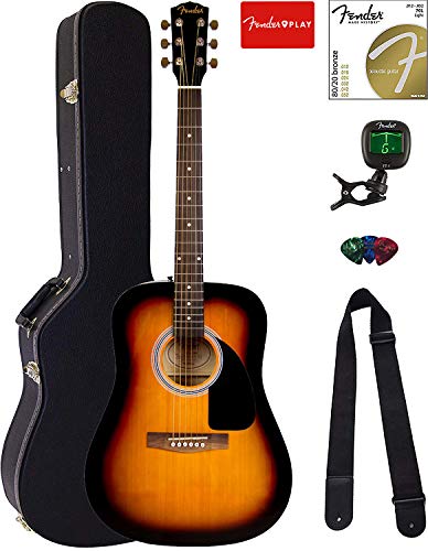 Fender FA-115 Dreadnought Acoustic Guitar - Sunburst Bundle with Hard Case, Tuner, Strings, Strap, and Picks Fender FA-115 Dreadnought Acoustic Guitar - Sunburst Bundle with Hard Case, Tuner, Strings, Strap, and Picks