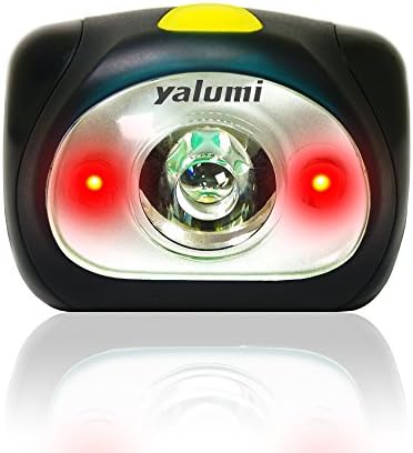 Yalumi LED Headlamp Spark with 2 Red LEDs, 2.7 OZ; Design with Advanced Aspherical lens. 1.5X Brightness, 105 lumens design, Max 140 lumens output, low power consumption, Batteries Included(Bk/Bk)