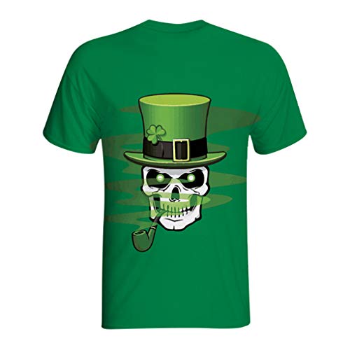 SSYUNO Mens Casual 3D Clover Print St. Patrick's Day Short-Sleeved Shirt Festival Top Blouse - Thumbnail 2