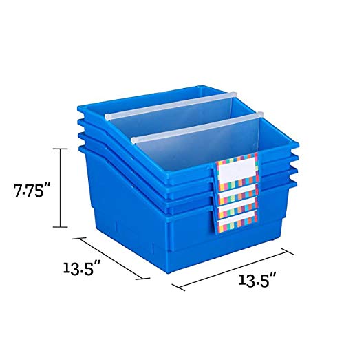 Really Good Stuff Picture Book Library Bins with Dividers (Set of 4