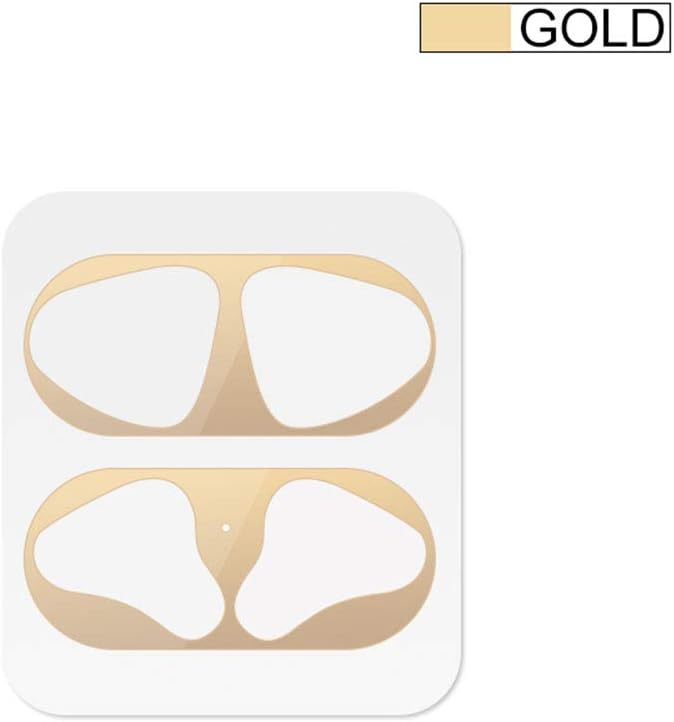 FGRYB Upgraded Dust Guard for Airpods 2 Wireless Charging Case, Shiny Stylish 0.04mm Full Coverage Cover, Metallic Protective Dust Protector for Apple Airpods 1 & 2, Easy Install Gold
