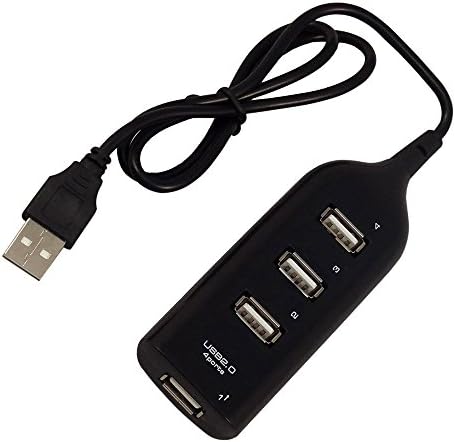 Cideros 4 Port USB HUB Splitter Adapter Lightweight USB 2.0 Expansion Desktop PC Laptop Notebook (Black)