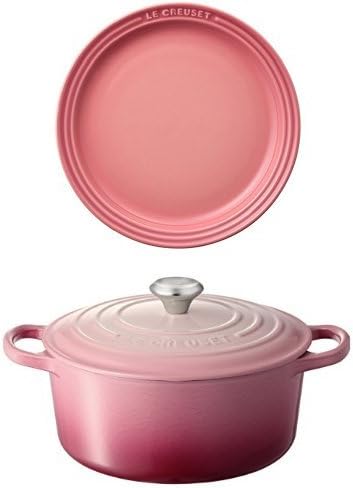 Amazon Co Jp ピンクのお鍋とセット買い ラウンド プレート Lc 皿 19cm ローズクオーツ ルクルーゼ シグニチャー ココット ロンド 22cm ブーケピンク ホーム キッチン