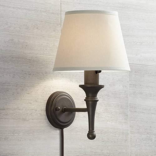 Braidy Farmhouse Cottage Wall Lamp Bronze Plugin Light Fixture Ivory