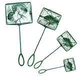NGe 4Pcs Aquarium Fish Net Small Nylon Fishing Nets with Plastic Handle for Fish Tank 8inch/6inch/5inch/4inch, Green