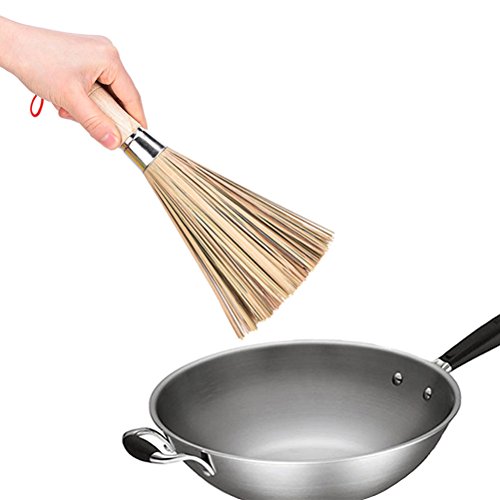 2PCS Cleaning Whisk Bamboo Wok Brushes,10inch