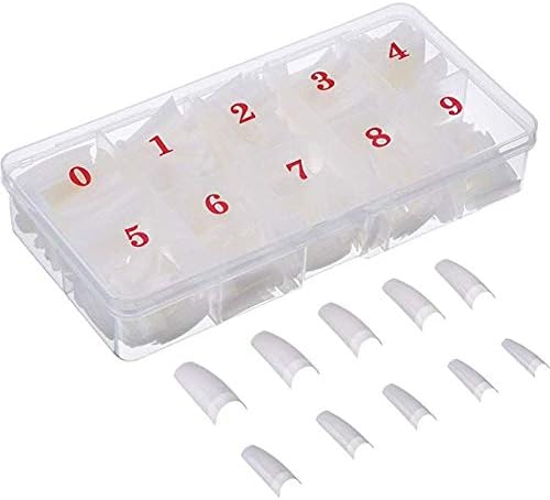 500Pcs Natural False Nails Tips Lady French Style Acrylic Artificial Tip Manicure with Box of 10 Sizes for Nail Art Salons and Home DIY