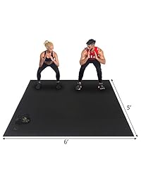 Gxmmat - Alfombrilla de ejercicio grande de 72.0 x 59.8 in x 0.276 in, ultra duradera, antideslizante, alfombrillas de entrenamiento premium para el hogar, gimnasio, suelo   Plyo, MMA, Jump, Cardio